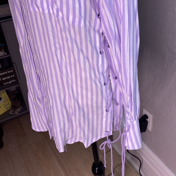 Savage X Fenty COASTAL STRIPE WOVEN VOILE SLEEP SHIRT size medium NWOT - Picture 8 of 10